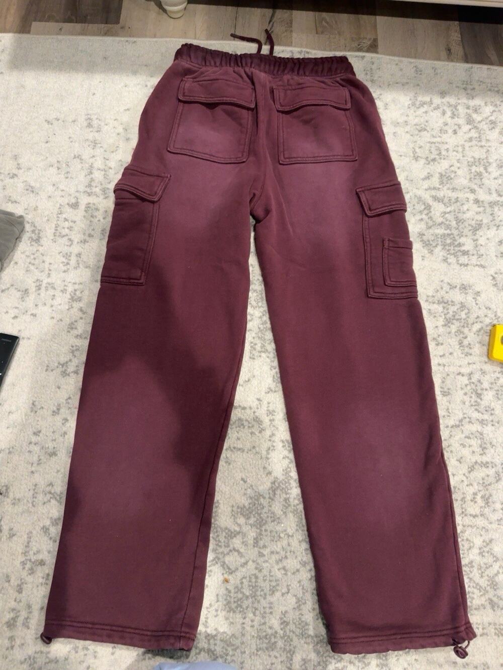 Ninth Hall Fundamentals Cargo Sweatpants Burgundy Relaxed Fit Size Unknown
